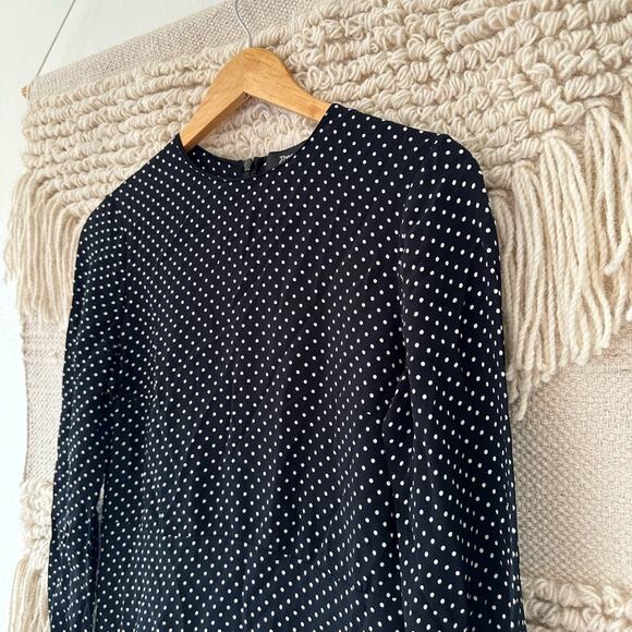 Theory Black Crepe Polka Dot Crew Dress - Picture 2 of 9